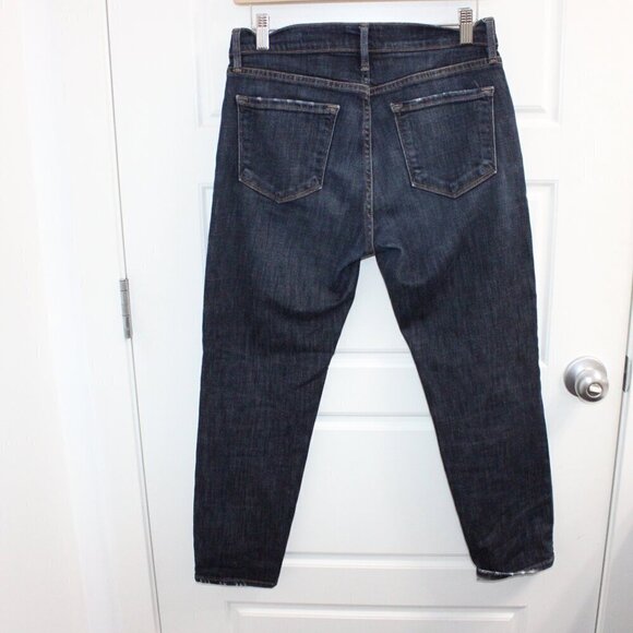 Frame Jeans Le Garcon Crop Size 25 Mid Rise Dark Wash Distressed - Picture 3 of 3
